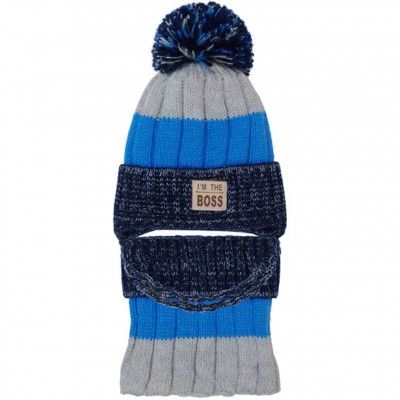 Žieminė kepurė su mova berniukui (50-52 cm) žydros/mėlynos spalvos 42-481